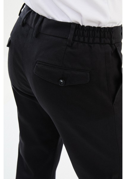 Çizgili Siyah Super Slim Fit Erkek Pantolon