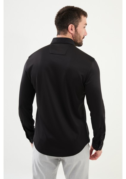 Düz Siyah Slim Fit Erkek Gömlek modelleri