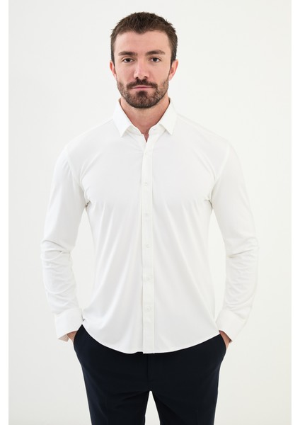 Düz Beyaz Slim Fit Erkek Gömlek