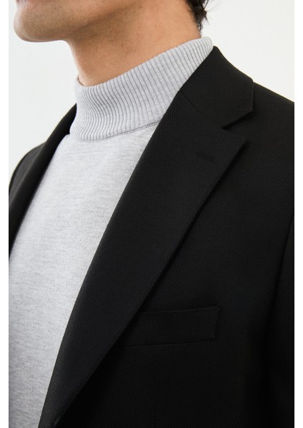 Desenli Siyah Slim Fit Torba Cep Mono Yaka Erkek Takım Elbise fiyatları