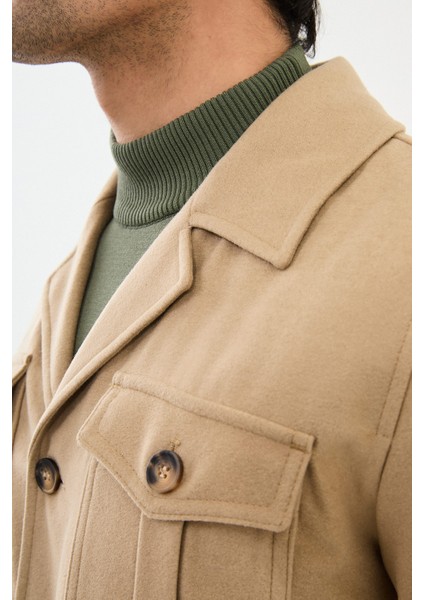 Düz Bej Slim Fit Torba Cep Erkek Trench Coat fiyatları