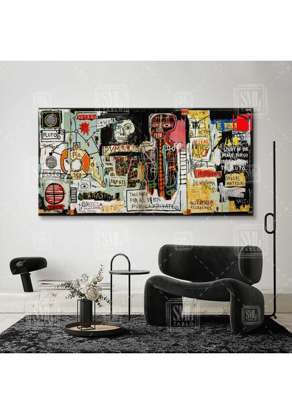 Jean Michel Basquiat Notary Tablosu Ünlü Ressam Soyut Dekor Enine Yatay Kanvas Tablo