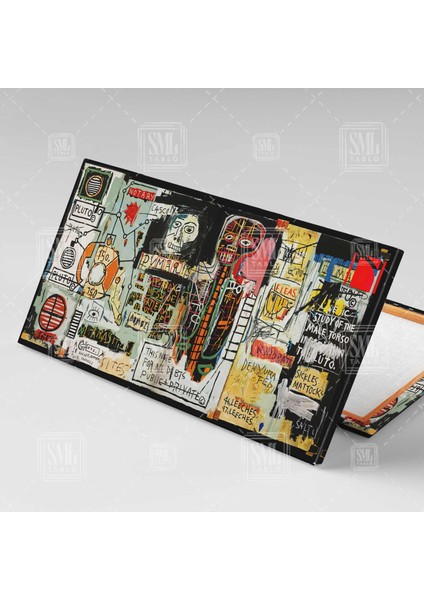 Jean Michel Basquiat Notary Tablosu Ünlü Ressam Soyut Dekor Enine Yatay Kanvas Tablo
