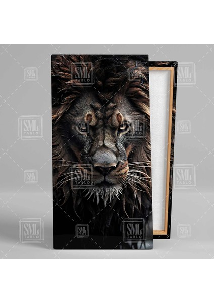 Aslan Kafası Lion Head Karizmatik Ormanlar Kralı Boyuna Dikey Kanvas Tablo
