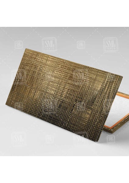Altın Gold Soyut Tasarımlı Modern Geçişler Doku Tekstüre Enine Yatay Kanvas Tablo