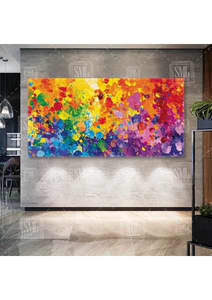 Soyut Fırça Darbeleri Abstract Modern Boya Damlaları Enine Yatay Kanvas Tablo