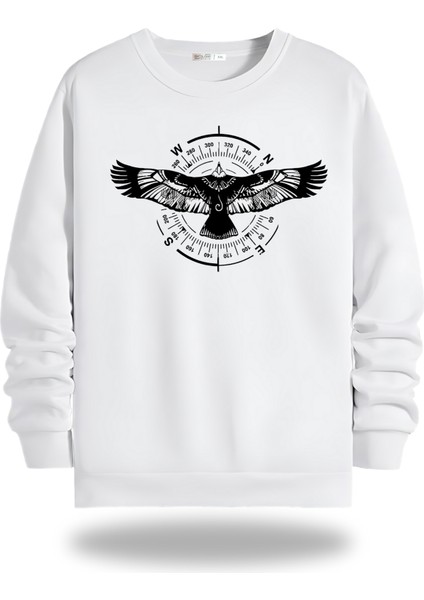 Pusula ve Kartal Bisiklet Yaka Unisex Sweatshirt 937