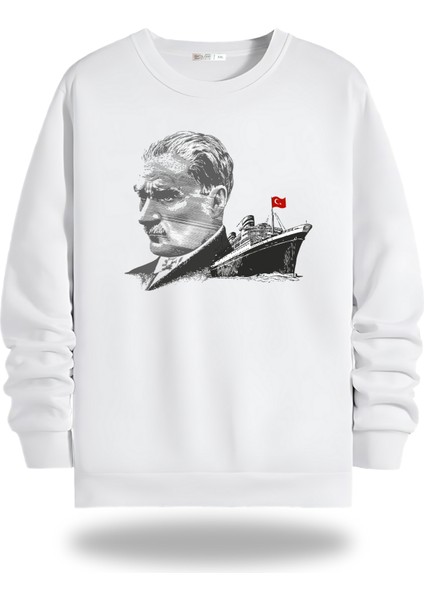 Atatürk Görselli Bisiklet Yaka Unisex Sweatshirt 766