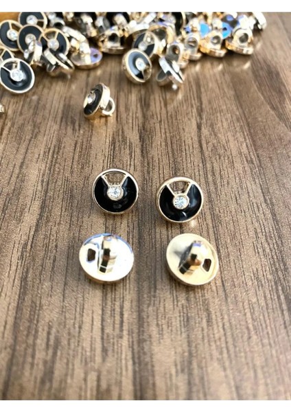 11,5 mm Gold Siyah Taşlı Metalize Düğme(15 Adet) fiyatları