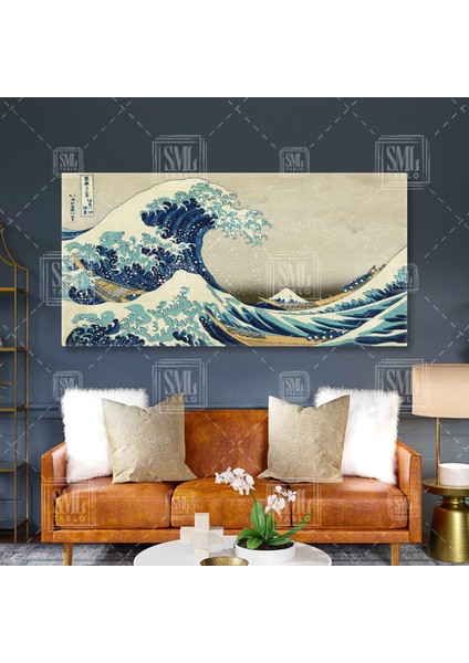 Kanagawa Oki Great Wave Japon Deniz Dalgası Katsushika Hokusai Enine Yatay Kanvas Tablo