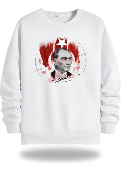 Atatürk Görselli Bisiklet Yaka Unisex Sweatshirt 793