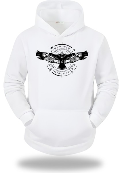 Pusula ve Kartal Kapşonlu Unisex Sweatshirt 937