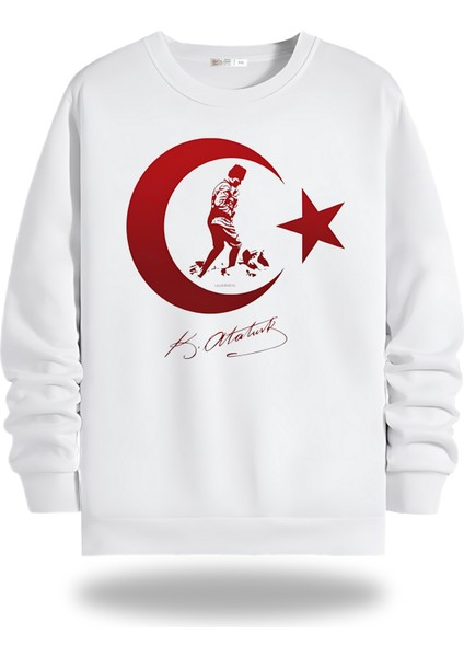Atatürk Görselli Bisiklet Yaka Unisex Sweatshirt 795