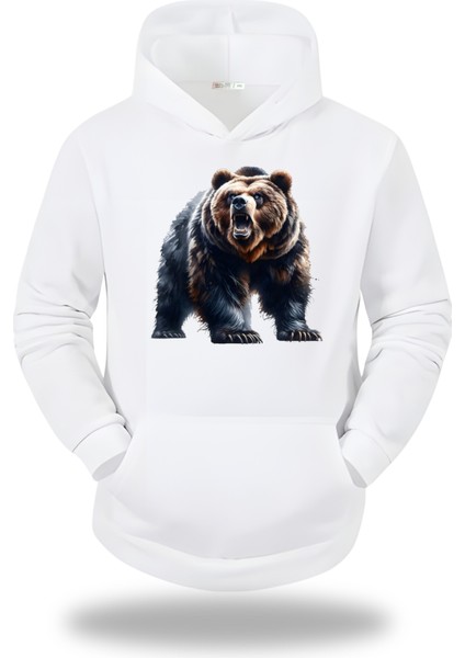 Kızgın Ayı Görselli Kapşonlu Unisex Sweatshirt 946