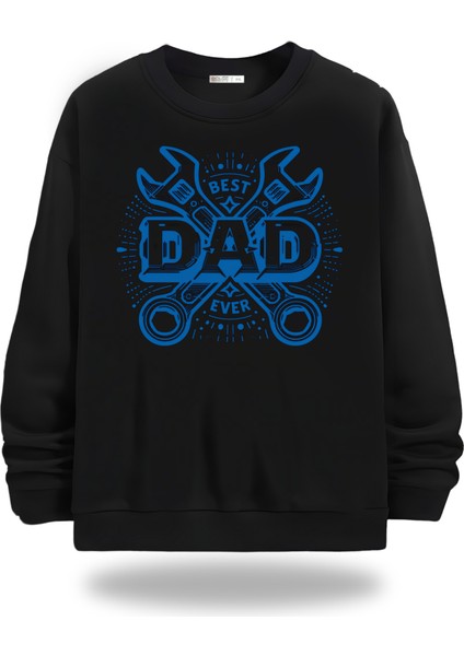 Dad (Baba) Yazılı Bisiklet Yaka Unisex Sweatshirt 933