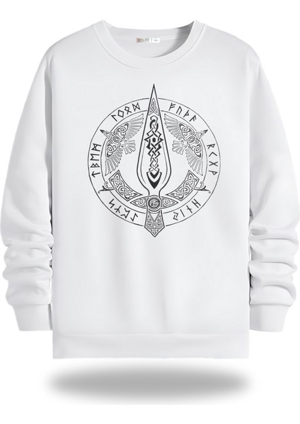 Viking Görselli Bisiklet Yaka Unisex Sweatshirt 932