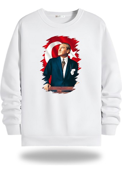 Atatürk Görselli Bisiklet Yaka Unisex Sweatshirt 810