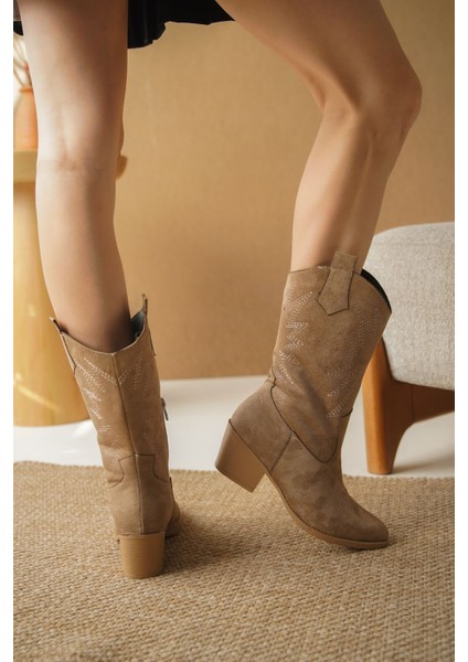 Kadın Costa Kovboy Çizme - Vizon fırsatları