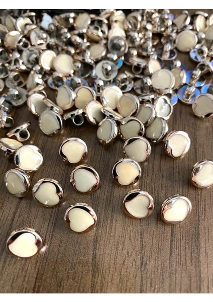 11,5 mm Ayaklı Gold Metalize Kalp Düğme(20 Adet)