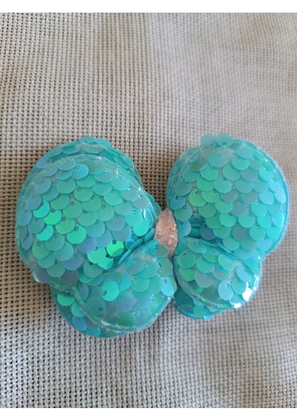 Pullu Çift Kanatlı Kelebek 8 cm Çocuk Pens Toka 1 Adet