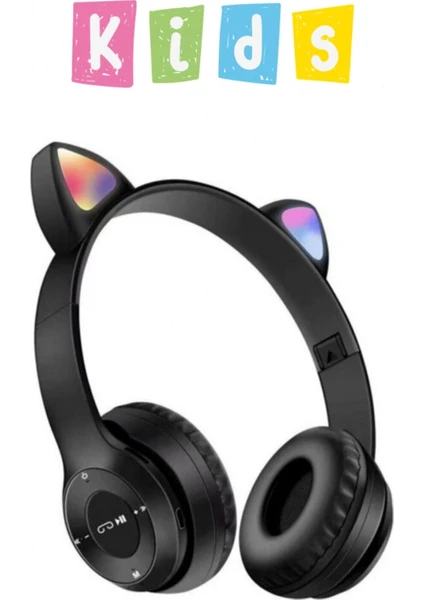 Unisex Premium Kids Serisi Işıklı Kedi Kulaklık Kablosuz Bluetooth Kedili Çocuklar Için Kulaklık P47M Rgb Cat Kulaklık