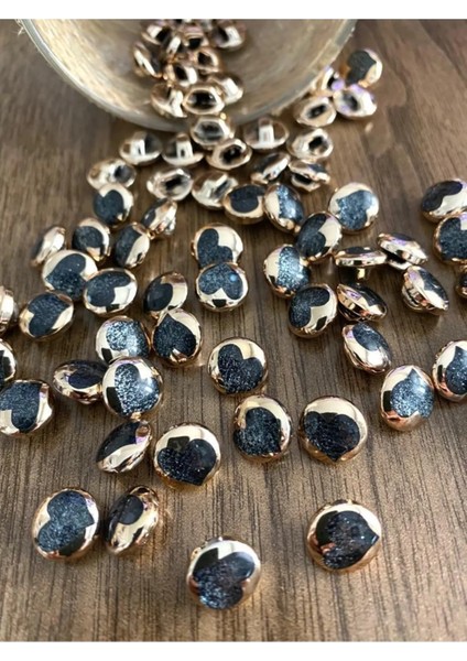 11,5 mm Gold Metalize Siyah Ayaklı Düğme(20 Adet)