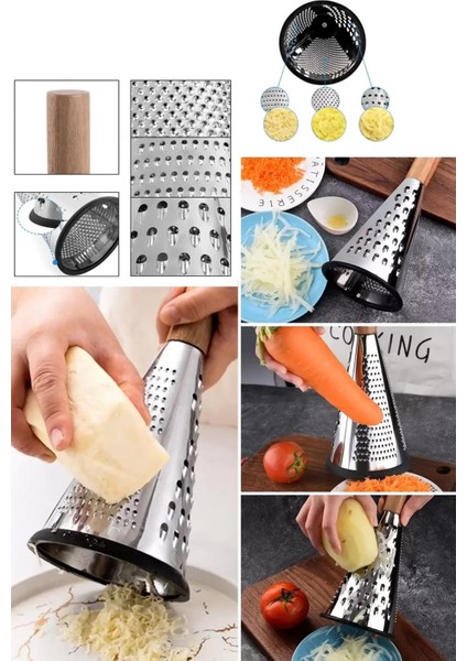 Huni Ahşap Sap Konik Çok Fonksiyonlu Top Rende - Büyük Boy