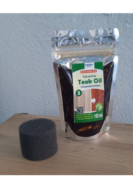 Eco-Teak Oıl / Premıum Normal (Solventsiz Natürel Tik YAĞI)100ML ve uygulama süngeri
