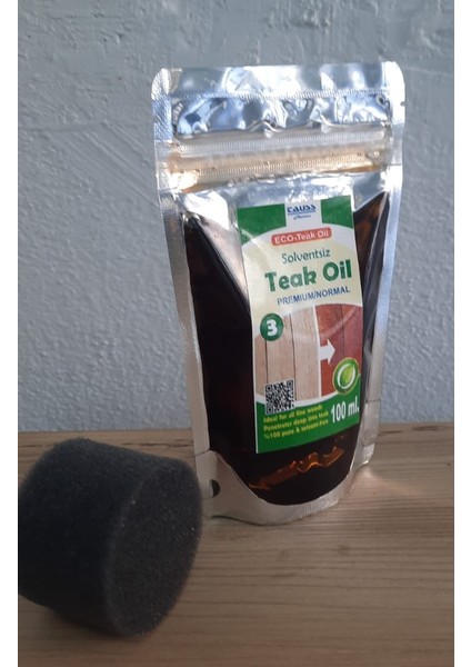 Eco-Teak Oıl / Premıum Normal (Solventsiz Natürel Tik YAĞI)100ML ve uygulama süngeri