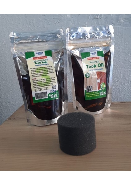 Eco-Teak Oıl / Premıum Normal (Solventsiz Natürel Tik YAĞI)100ML ve uygulama süngeri