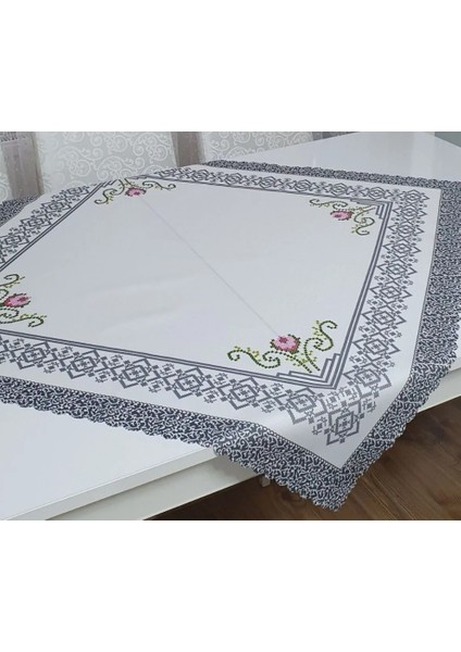 Lale Kanevice Desen Baskılı Fiskos Örtüsü 95x95 Cm