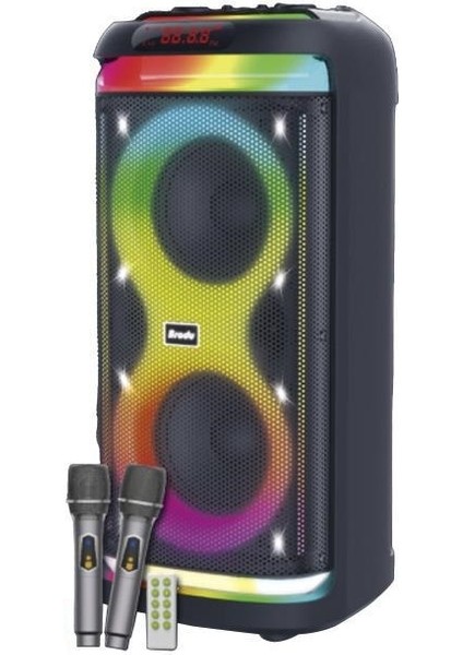 BTS-1993 Siyah Rgb Ledli Mikrofonlu Kumandalı Bluetooth Hoparlör Parti Speaker