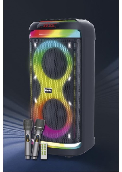 BTS-1993 Siyah Rgb Ledli Mikrofonlu Kumandalı Bluetooth Hoparlör Parti Speaker
