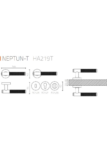 Neptün-T Yale Rozetli Kapı Kolu Saten Renk