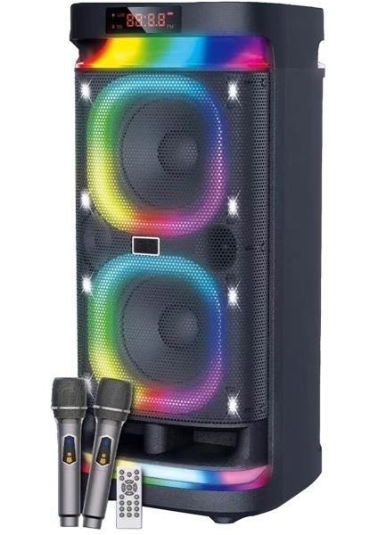 BTS-1990 Siyah Rgb Ledli Mikrofonlu Kumandalı Bluetooth Hoparlör Parti Speaker