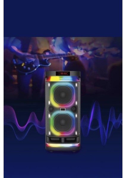 BTS-1990 Siyah Rgb Ledli Mikrofonlu Kumandalı Bluetooth Hoparlör Parti Speaker