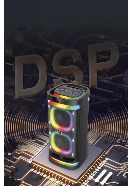 BTS-1990 Siyah Rgb Ledli Mikrofonlu Kumandalı Bluetooth Hoparlör Parti Speaker