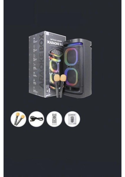 BTS-1990 Siyah Rgb Ledli Mikrofonlu Kumandalı Bluetooth Hoparlör Parti Speaker