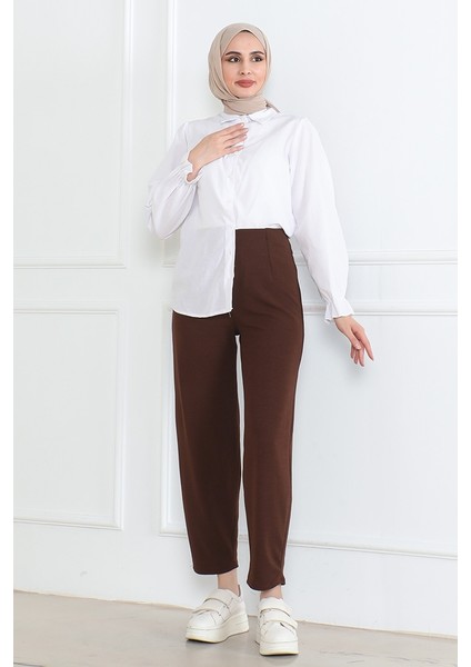 Havuç Kesim Pantolon 1242 - Kahve modelleri