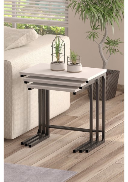 3’lü Zigon Sehpa Metal Zigon Sehpa C Sehpa