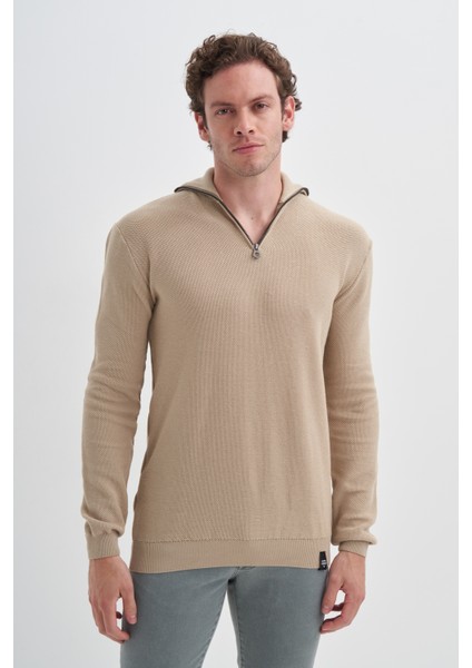 Caz 3026 Yarım Fermuarlı Dik Yaka Erkek Triko Kazak