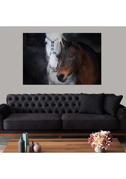 Dekoratif Baskı Iki At Kanvas Tablo