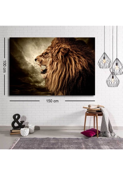 Dekoratif Aslan Kanvas Tablo