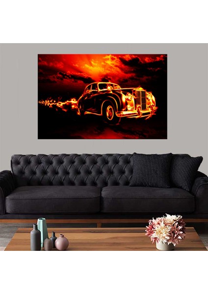 Dekoratif Baskı Pop Art Klasik Arabalar Kanvas Tablo