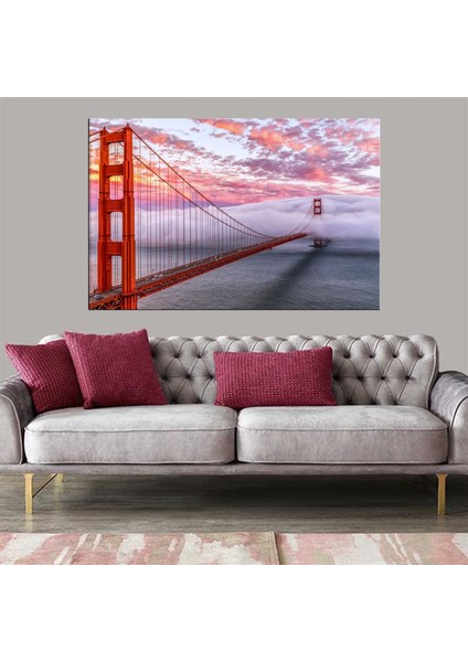 Dekoratif Baskı Kırmızı Köprü Kanvas Tablo