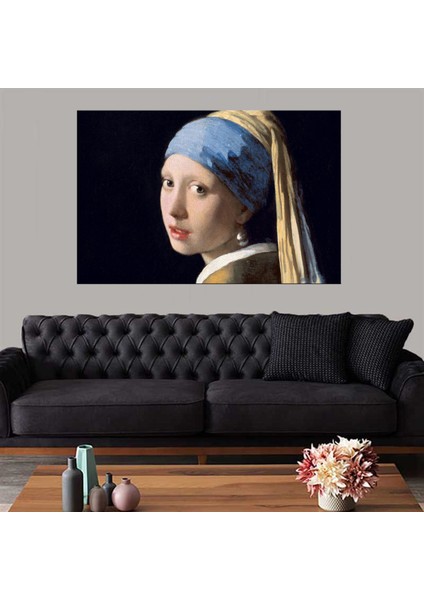 Dekoratif Baskı Inci Küpeli Kız Kanvas Tablo