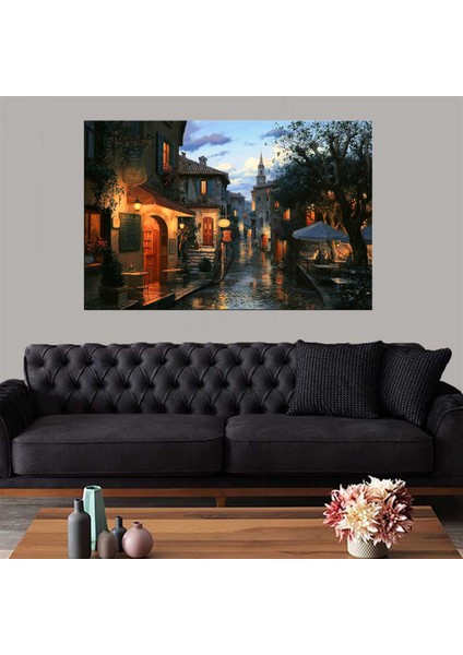 Dekoratif Baskı Illüstrasyon Sokak Kanvas Tablo