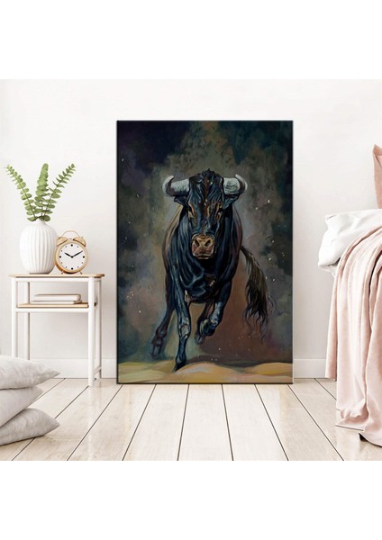 Dekoratif Kızgın Boğa Kanvas Tablo