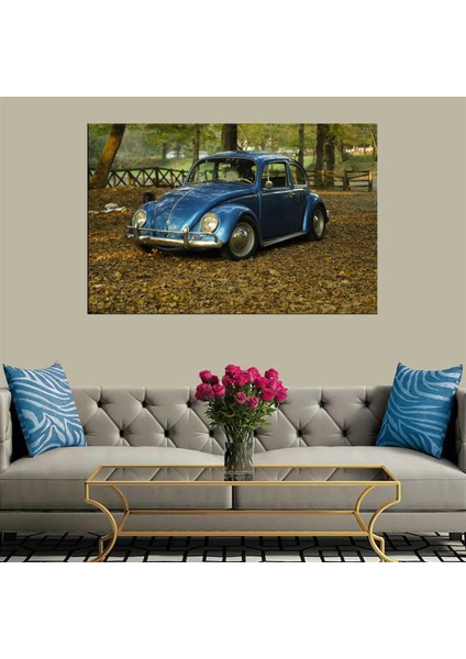 Dekoratif Baskı Mavi Volkswagen Kanvas Tablo