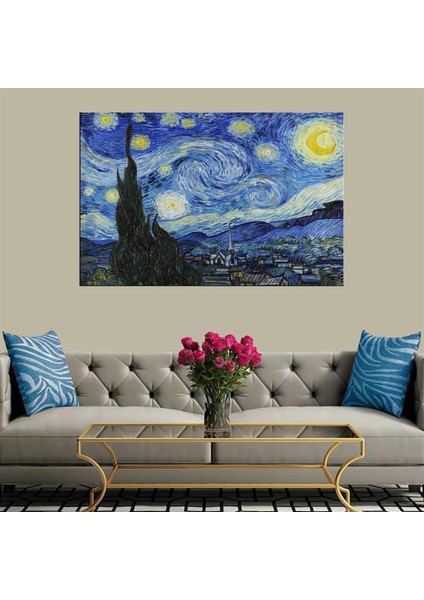 Dekoratif Baskı Van Gogh Yıldızlı Gece Kanvas Tablo